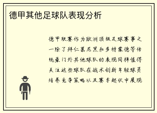 德甲其他足球队表现分析